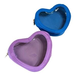Heart-Shaped Zip Pouch – Blue or Purple